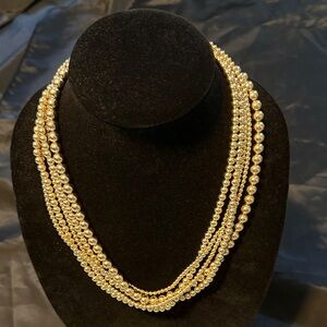 Gold tone multi-strand 24” beaded necklace. EUC